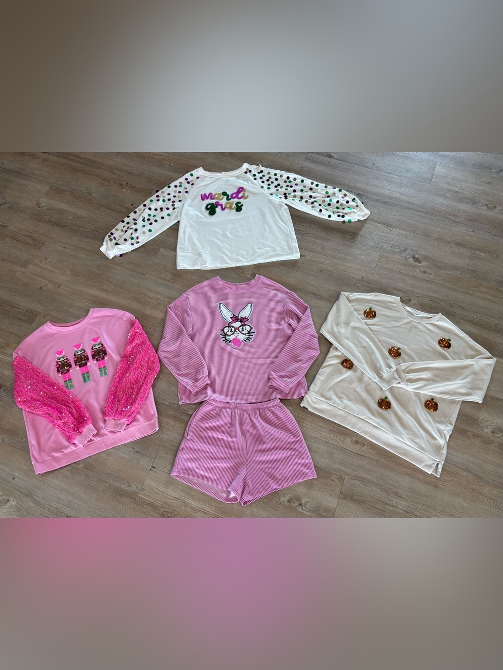 Holiday Sweater Bundle | 4 Festive Sweaters + Easter Bunny Matching Shorts Set